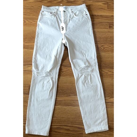 RE/done Originals 90s High Rise Ankle Crop Jeans In White Destroyed size 29 - Picture 3 of 11
